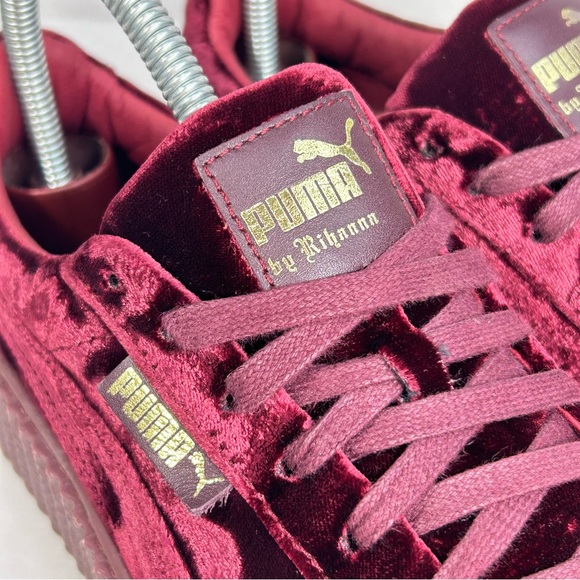 Puma x FENTY by Rihanna Creeper Velvet Platform Red & Gold Shoes; Women’s Sz 7.5 - Picture 7 of 16